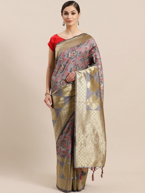 

Mitera Grey & Golden Woven Design Jamdani Saree