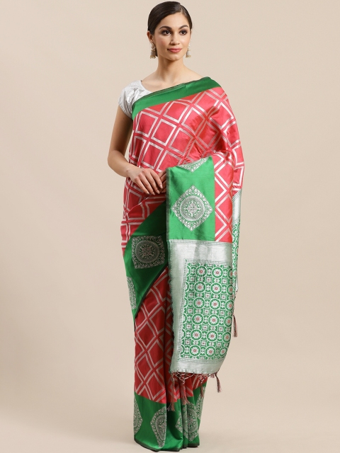 

Mitera Pink & Silver Woven Design Banarasi Saree