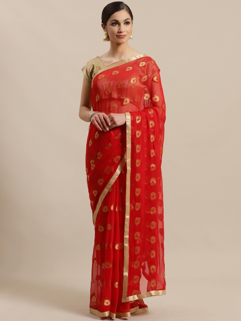 

Mitera Red & Golden Woven Design Saree