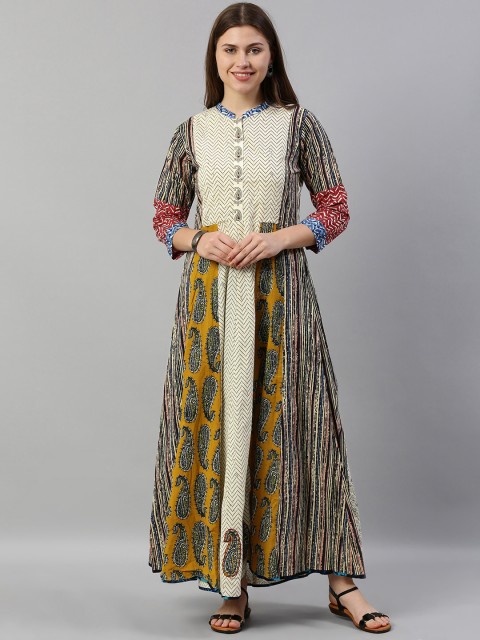 

Neerus Women Off-White & Brown Printed A-Line Kurta