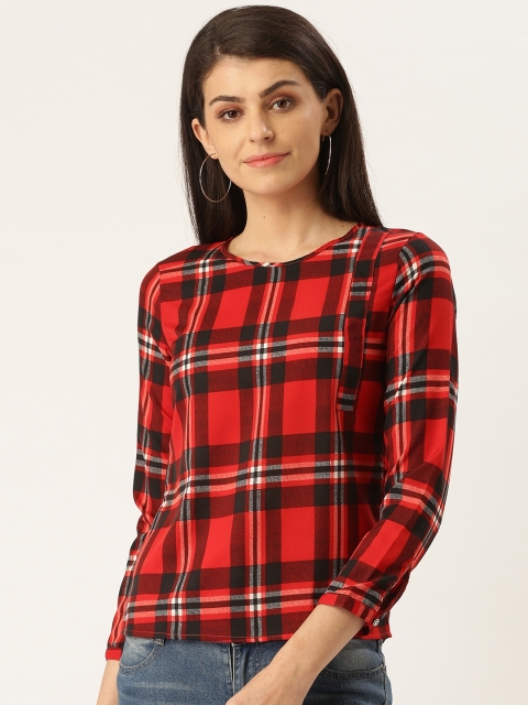 

Qsymia Women Red & Black Checked Top