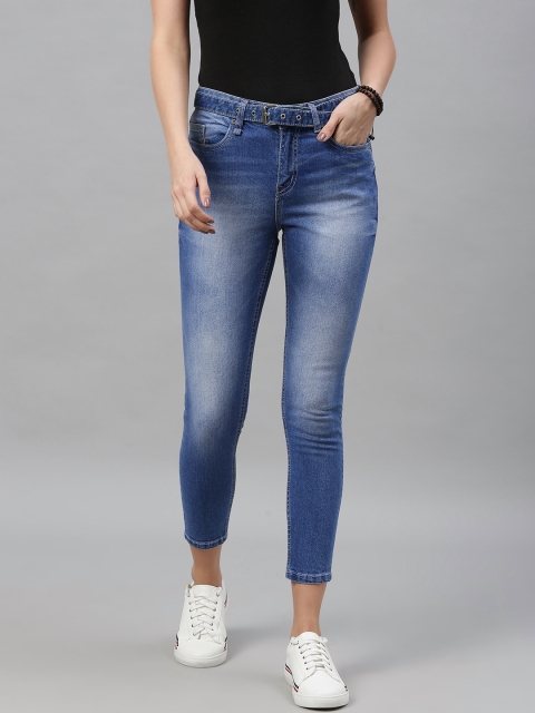 

Roadster Women Blue Skinny Fit Mid-Rise Clean Look Stretchable Cropped Jeans