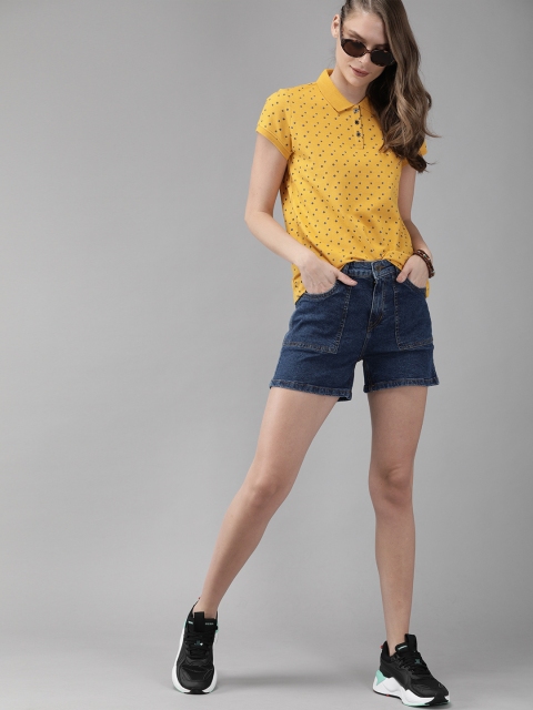 

Roadster Women Navy Blue Solid Regular Fit Denim Shorts
