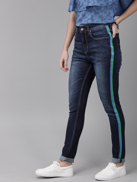 

Roadster Women Navy Blue Super Skinny Fit High-Rise Clean Look Stretchable Jeans