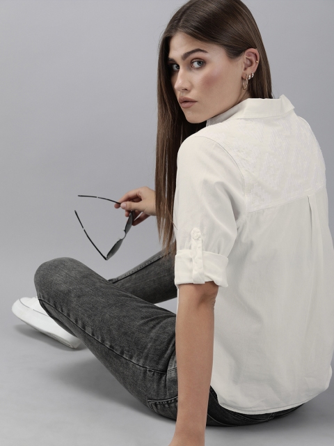 

Roadster Women White Regular Fit Pure Cotton Casual Shirt