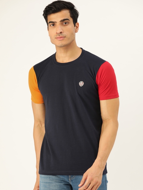 

GHPC Men Navy Blue Solid Round Neck T-shirt