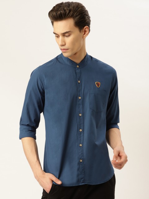 

GHPC Men Navy Blue Comfort Slim Fit Solid Casual Shirt