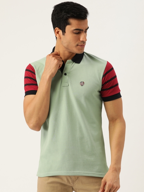 

GHPC Men Sea Green Solid Slim Fit Polo Collar T-shirt
