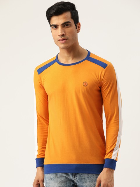 

GHPC Men Mustard Yellow Solid Slim Fit Round Neck T-shirt