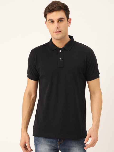 

GHPC Men Black Solid Slim Fit Polo Collar T-shirt