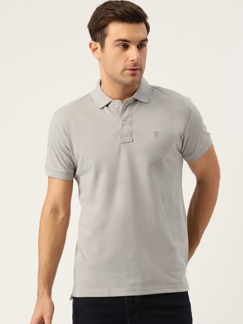 

GHPC Men Grey Solid Slim Fit Polo Collar T-shirt