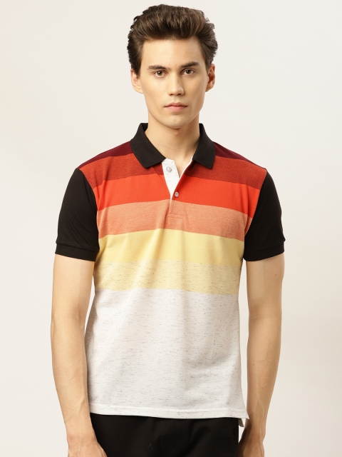 

GHPC Men White & Red Striped Polo Collar T-shirt