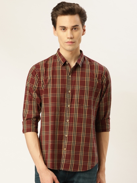 

GHPC Men Maroon & Beige Slim Fit Checked Casual Shirt