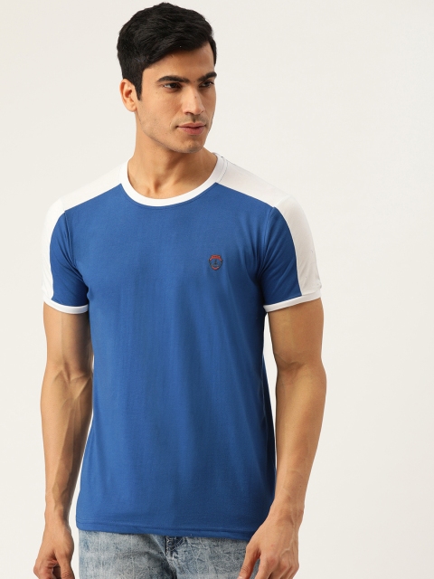 

GHPC Men Blue Solid Slim Fit Round Neck T-shirt