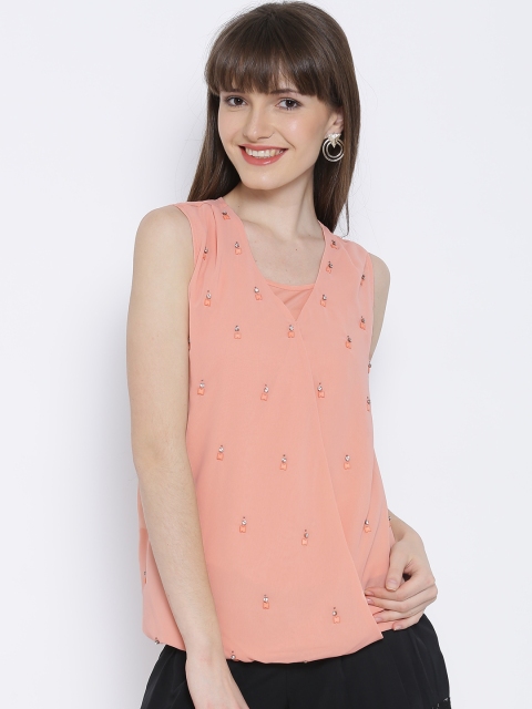 

Wills Lifestyle Peach-Coloured Embellished Top