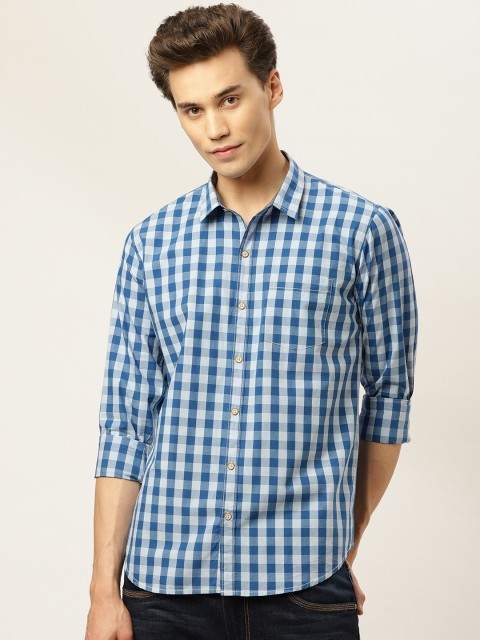 

GHPC Men Blue Comfort Slim Fit Checked Casual Shirt