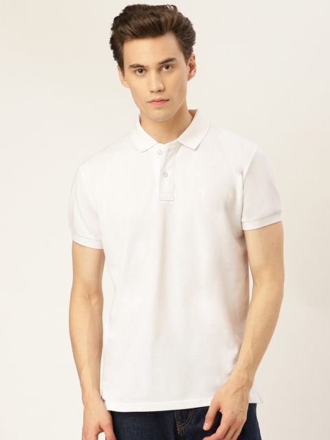 

GHPC Men Off-White Solid Slim Fit Polo Collar T-shirt