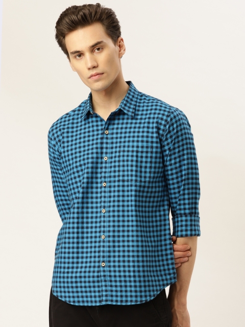 

GHPC Men Blue Comfort Slim Fit Checked Casual Shirt