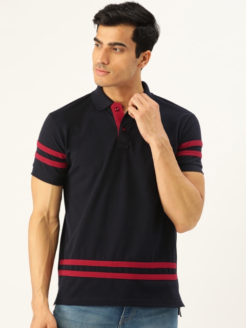 

GHPC Men Navy Blue Solid Polo Collar T-shirt