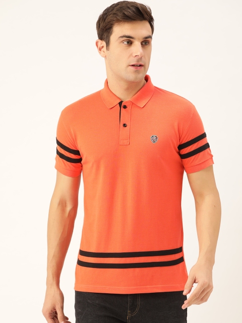 

GHPC Men Orange Solid Slim Fit Polo Collar T-shirt