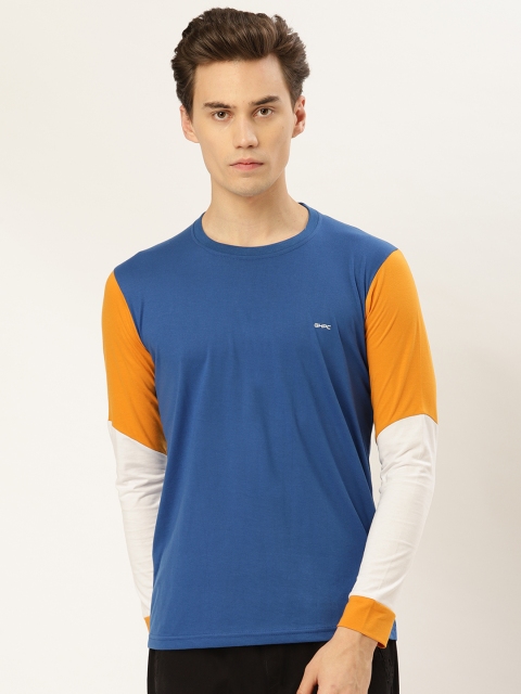 

GHPC Men Blue Solid Slim Fit Round Neck T-shirt