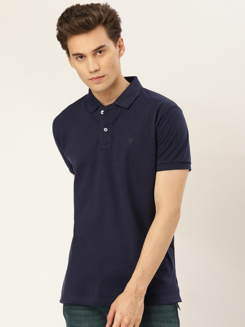 

GHPC Men Navy Blue Solid Slim Fit Polo Collar T-shirt
