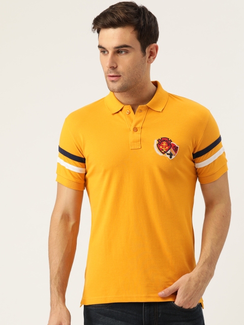 

GHPC Men Mustard Yellow Slim Fit Solid Polo Collar T-shirt