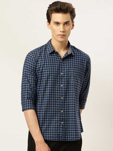 

GHPC Men Blue Comfort Slim Fit Checked Casual Shirt