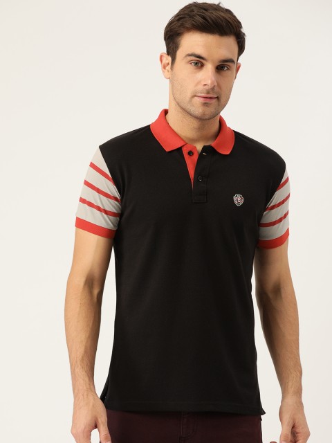 

GHPC Men Black Solid Slim Fit Polo Collar T-shirt