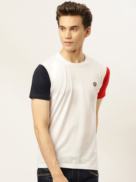 

GHPC Men White Solid Slim Fit Round Neck T-shirt