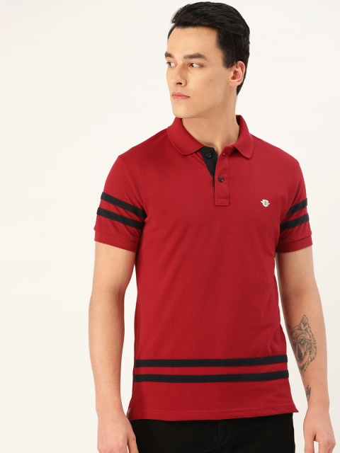 

GHPC Men Maroon Solid Slim Fit Polo Collar T-shirt