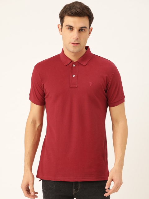 

GHPC Men Maroon Solid Slim Fit Polo Collar T-shirt