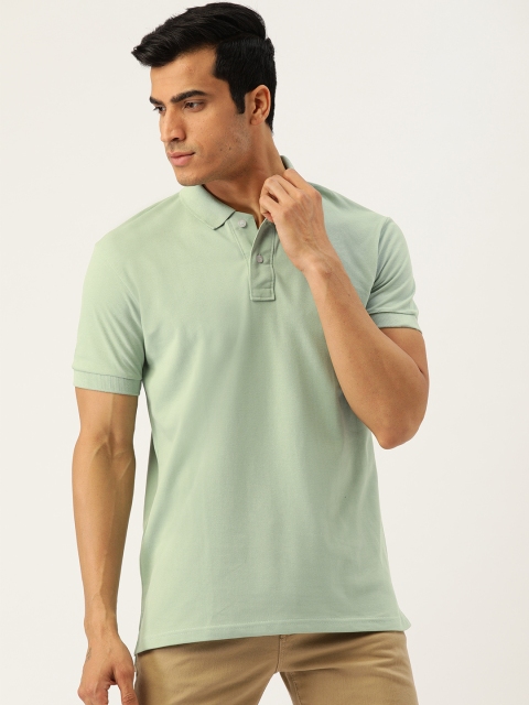 

GHPC Men Sea Green Solid Slim Fit Polo Collar T-shirt