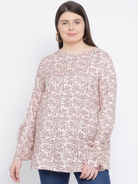 

Oxolloxo Women Beige & Pink Printed Tunic