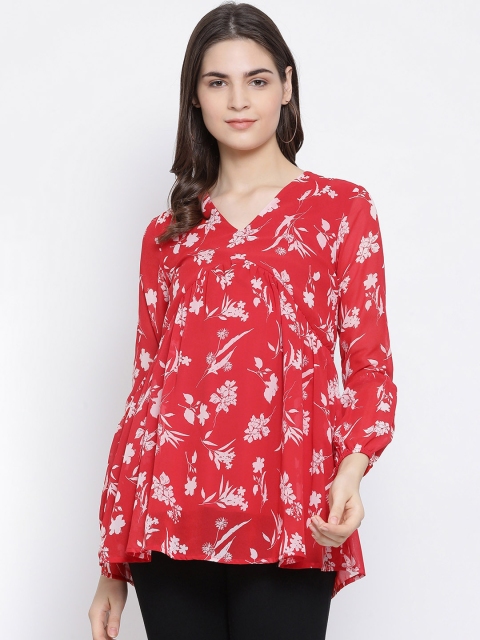 

Oxolloxo Women's Red & Pink Printed Tunic