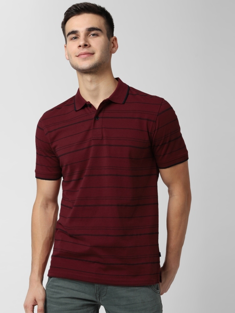 

Peter England Men Maroon Striped Round Neck T-shirt