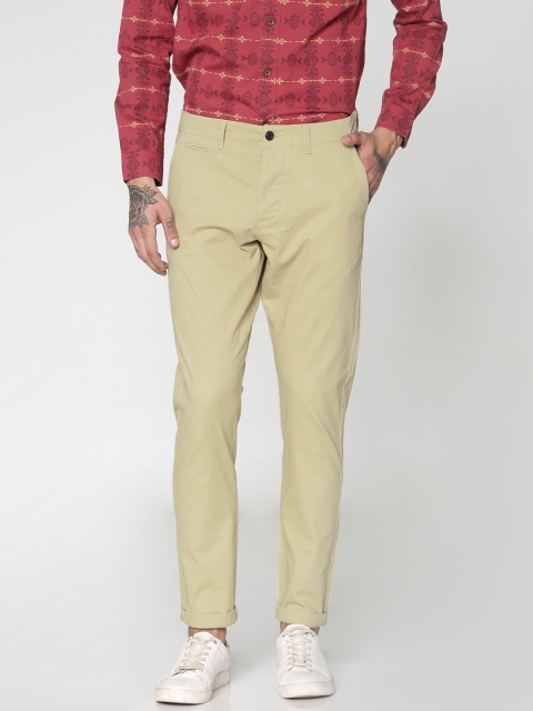 

Jack & Jones Men Beige Macro Slim Fit Trousers