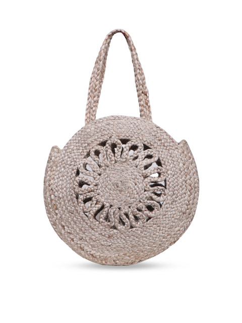

Diwaah Beige Self Design Jute Shoulder Bag