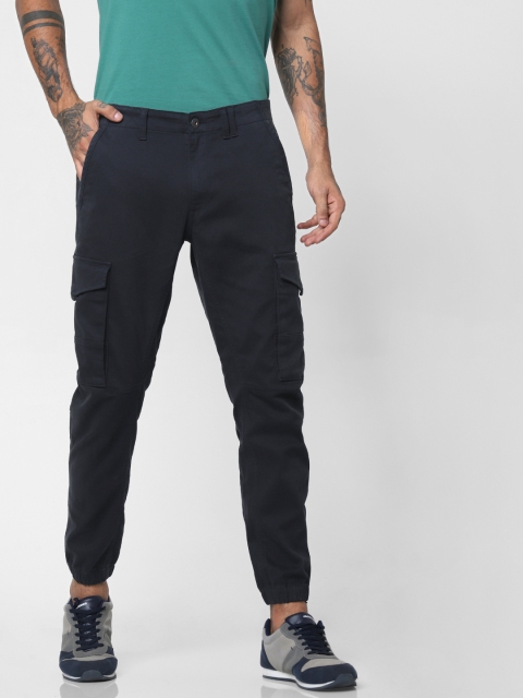 

Jack & Jones Men Charcoal Grey Regular Fit Solid Cargo Joggers