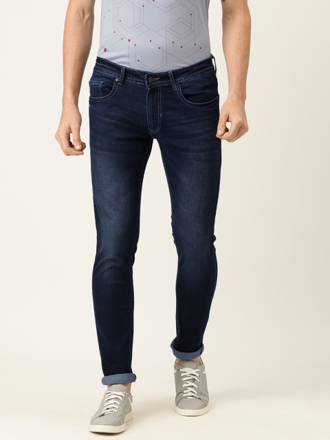 

Peter England Men Navy Blue Skinny Fit Mid-Rise Clean Look Stretchable Jeans
