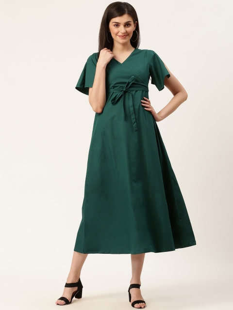 

HERE&NOW Women Green Solid Maxi Dress