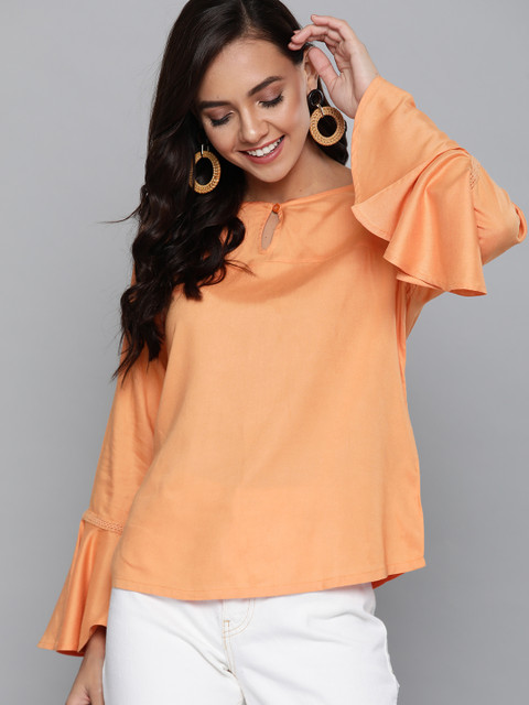 

HERE&NOW Women Peach-Coloured Solid Top