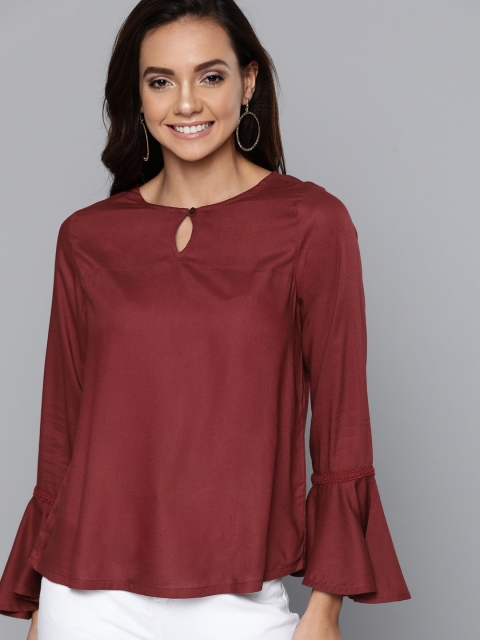 

HERE&NOW Women Maroon Solid Top