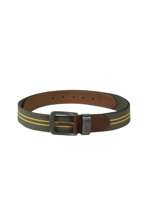 

Levis Men Olive Green & Yellow Striped Belt
