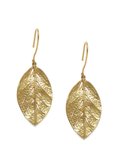 

Unniyarcha Jewellery 92.5 Gold Plated Leaf Shaped Drop Earrings