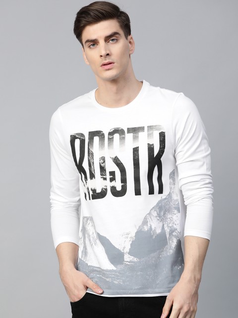 

Roadster Men White & Grey Printed Round Neck T-shirt
