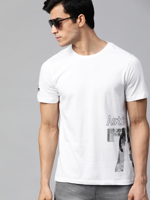 

Roadster Men White Solid Round Neck T-shirt