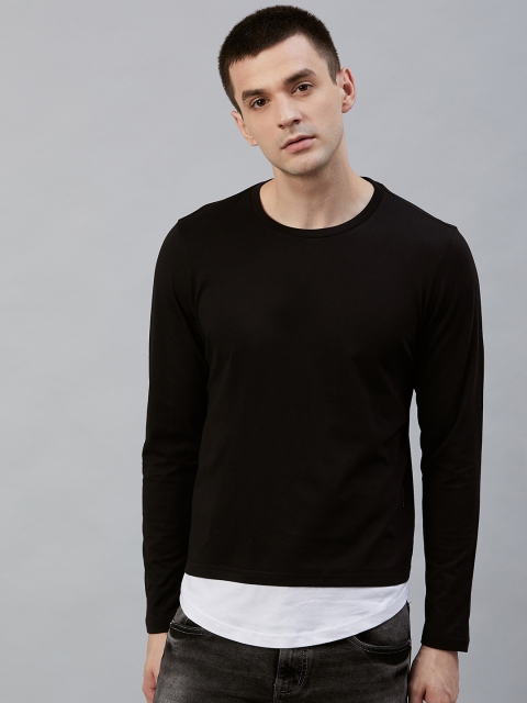 

Roadster Men Black Solid Round Neck T-shirt