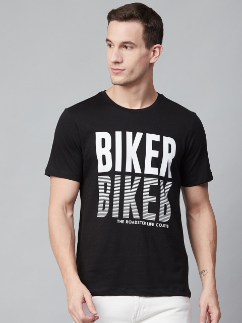 

Roadster Men Black Printed T-Shirt