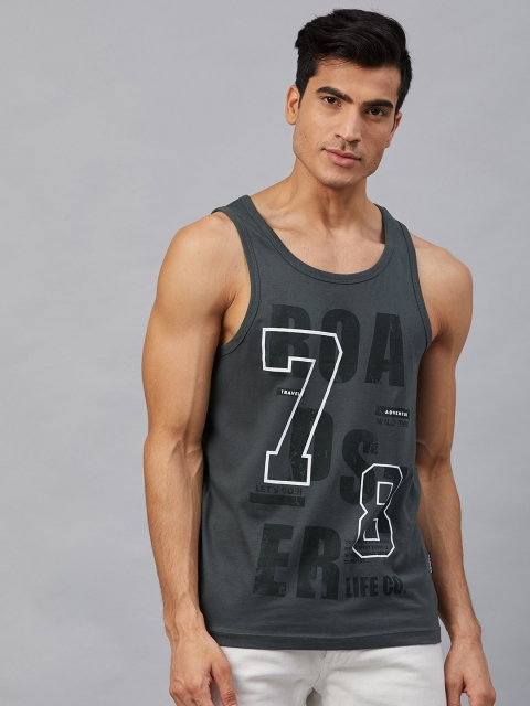 

Roadster Men Charcoal Grey Printed Round Neck T-shirt